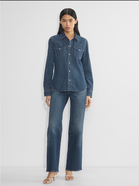Denim Forum Tops - Denim Forum ($110) Western Denim Shirt in Vintage Dark Blue